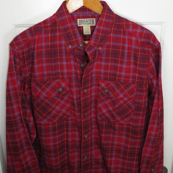 Duluth Trading Co. Men's LG Button Up Long Sleeve Plaid Flannel Shirt NWOT - Picture 2 of 7